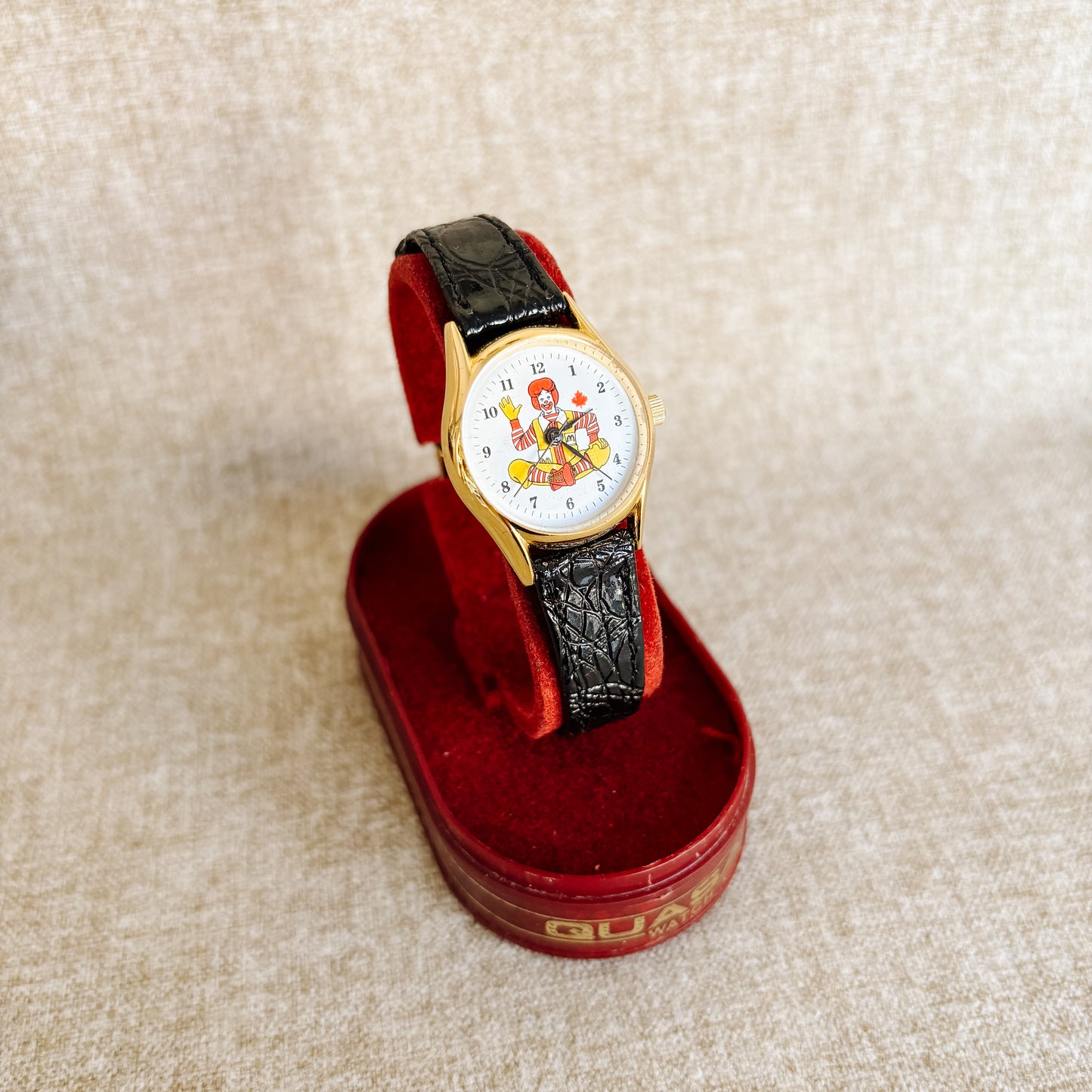 McDonald's Canada - Quasar Wrist Watch with Ronald McDonald and Red Maple Leaf - Working!