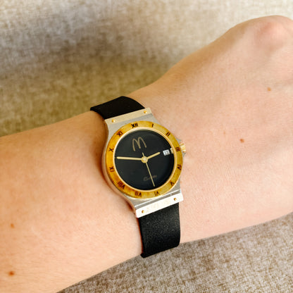 McDonald's Black and Gold Wrist Watch with McDonald's Logo - Large