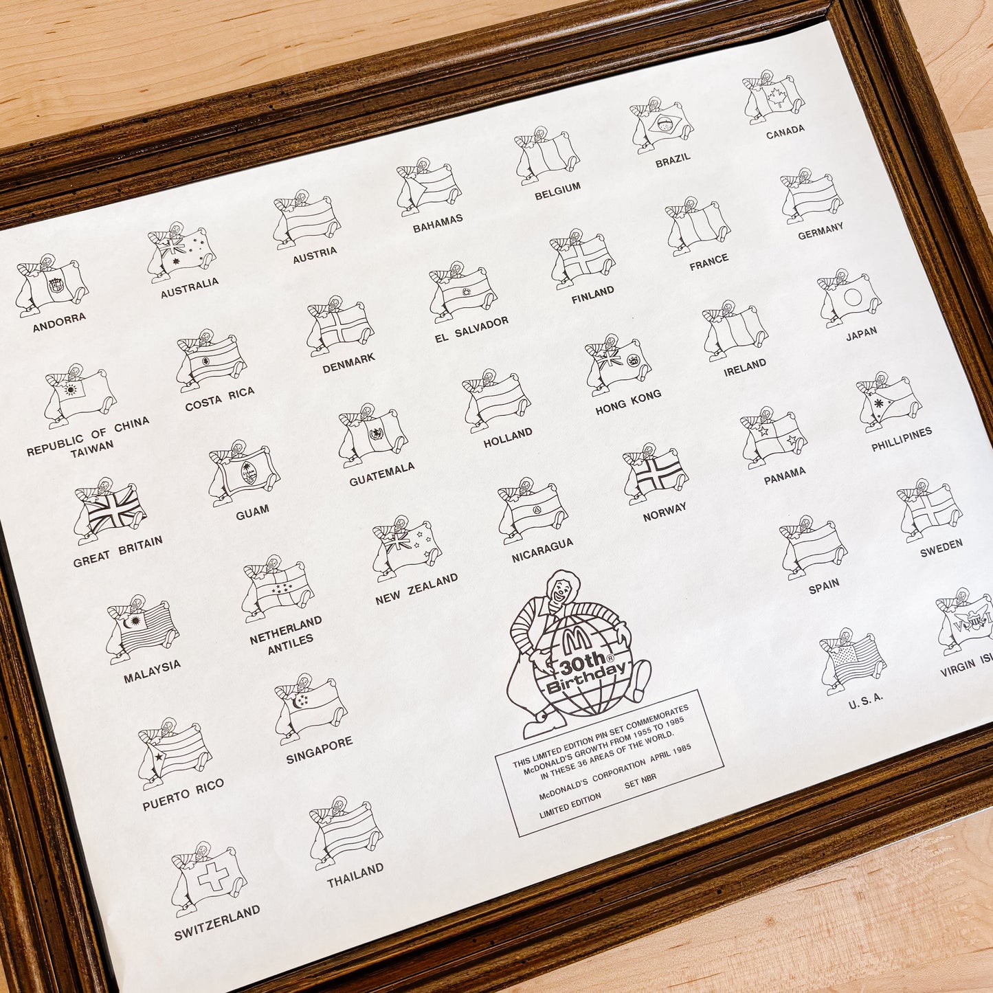 McDonald's 30th Birthday Commemorative Pin Set - Numbered Edition of 2000 - Vintage from 1985