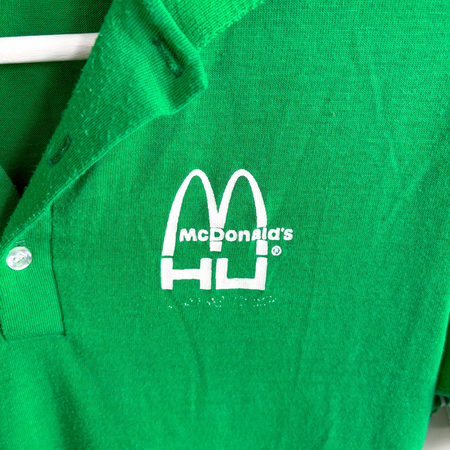 McDonald's Hamburger University Green and White Polo Tee - Vintage from the 1980s