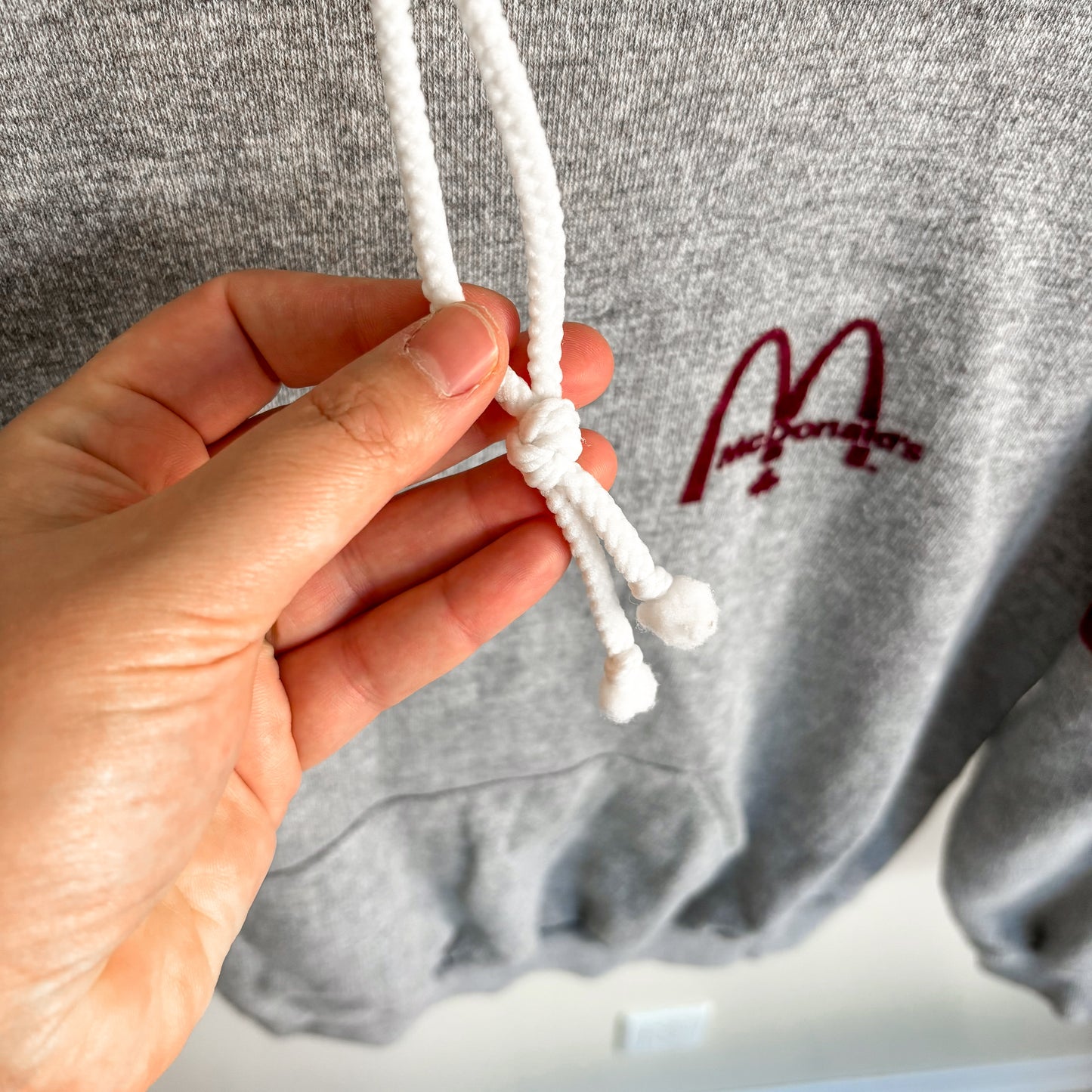 McDonald's Quebec Grey and Maroon Hoodie Sweater from Shawinigan - Vintage from the 1980s