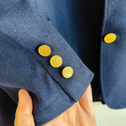 McDonald's France Custom Wool Blazer with Gold McDonald's Buttons - Vintage from the 1980s