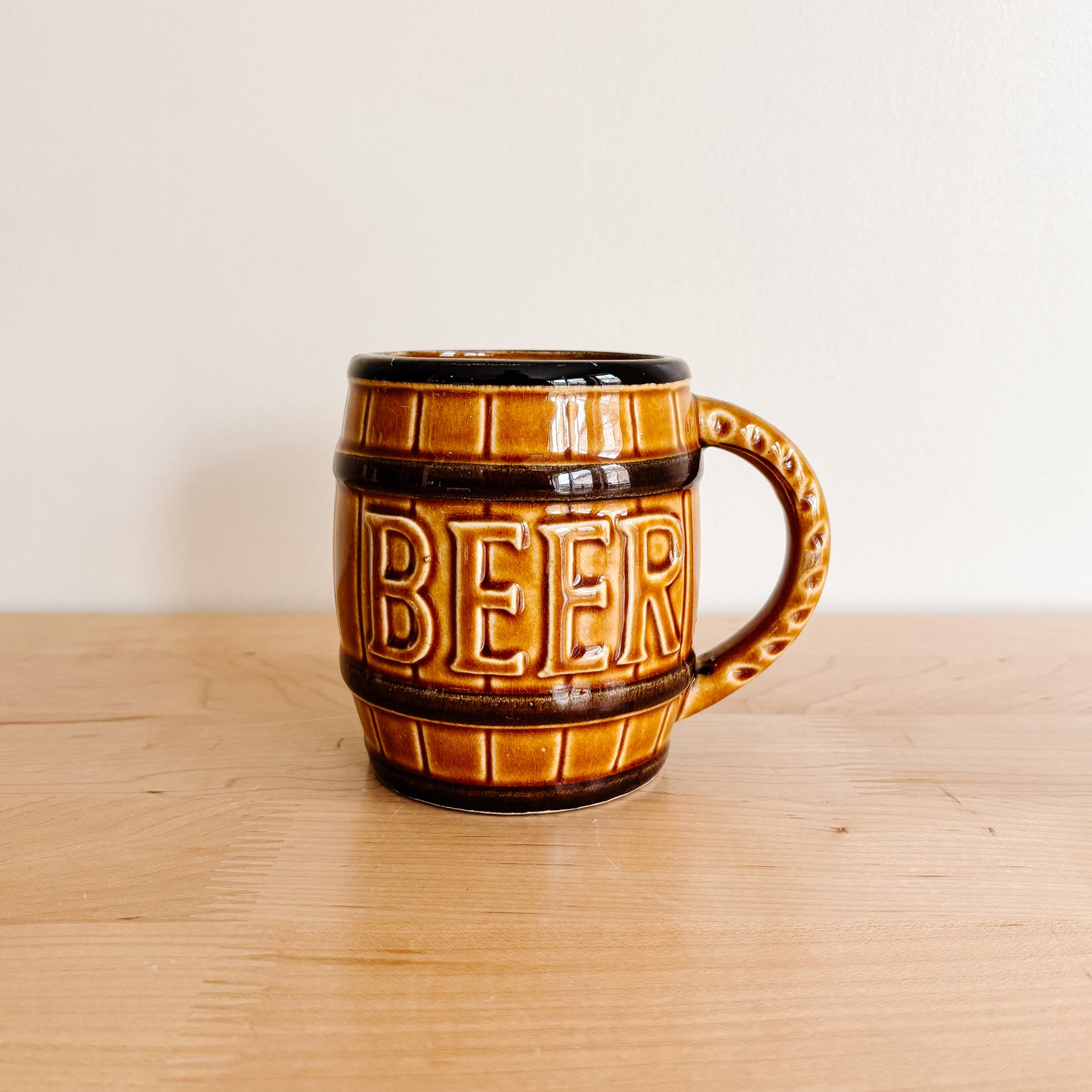 Vintage Beer Barrel Ceramic Mug - Made in Japan