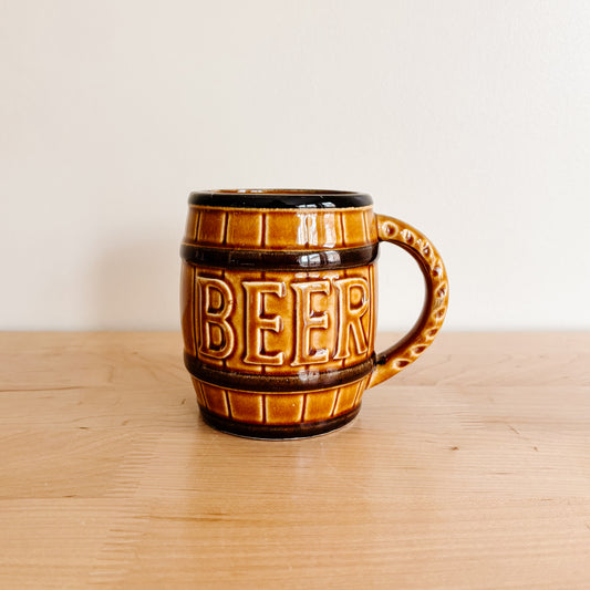 Vintage Beer Barrel Ceramic Mug - Made in Japan