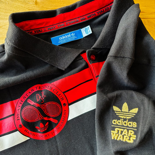 Star Wars x Adidas Death Star Tennis Club Black Polo Shirt - Size XL