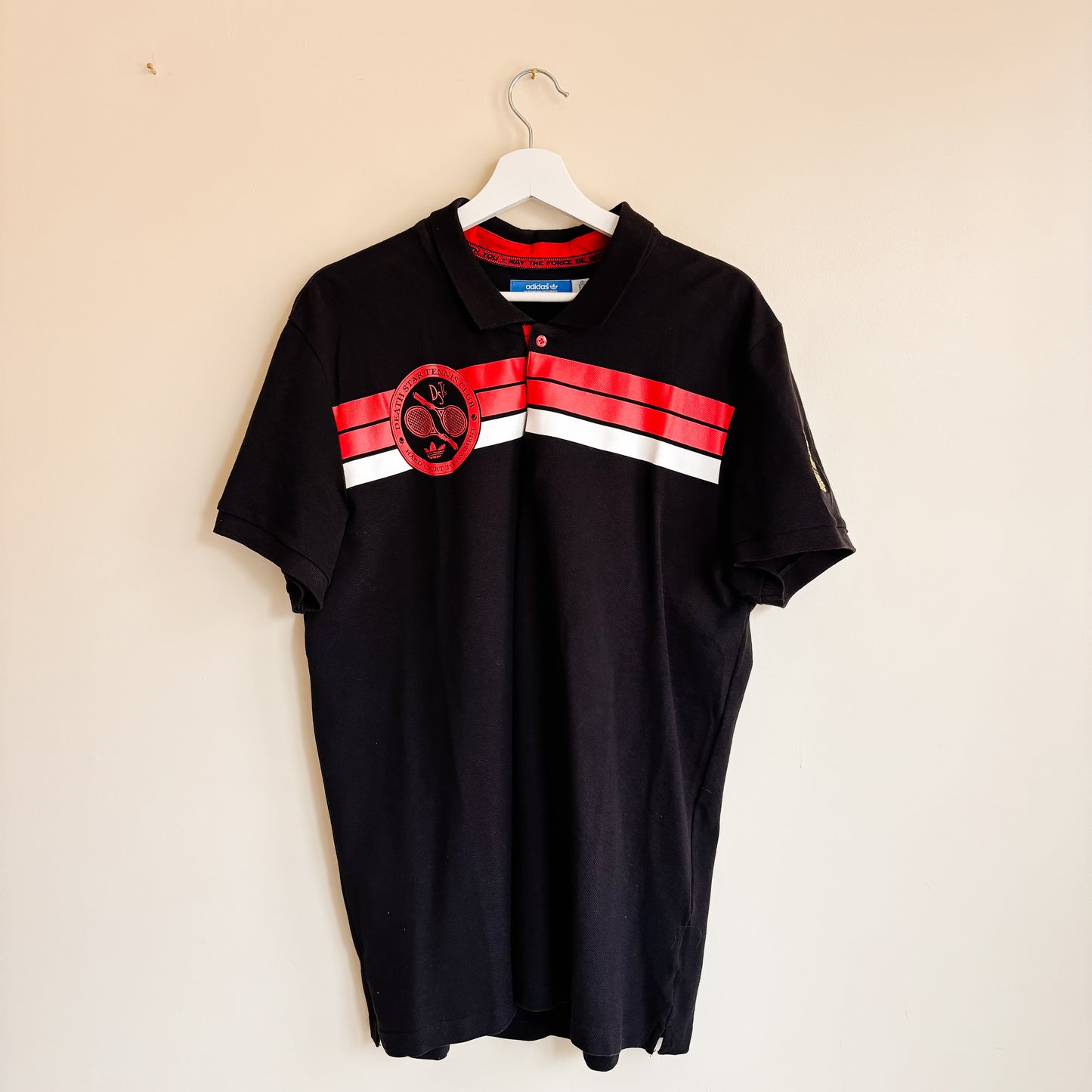 Star Wars x Adidas Death Star Tennis Club Black Polo Shirt - Size XL