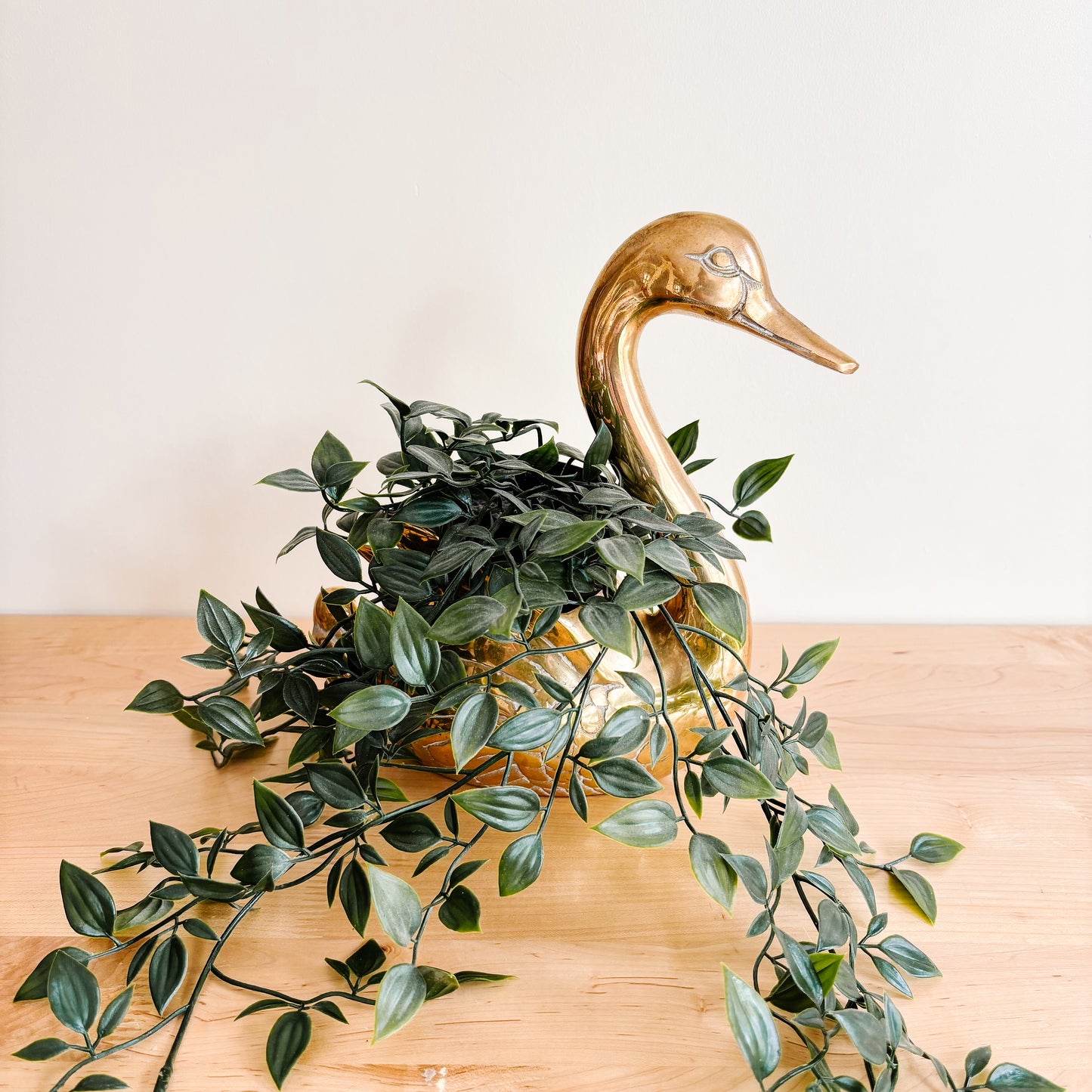 Vintage Solid Brass Swan Planter - Made in Korea