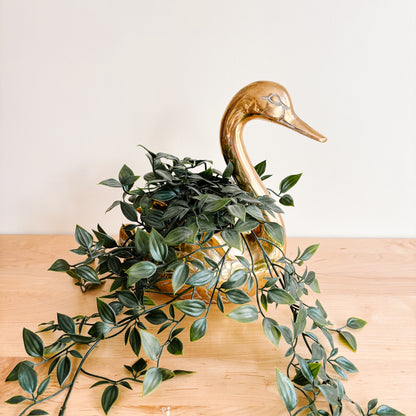 Vintage Solid Brass Swan Planter - Made in Korea