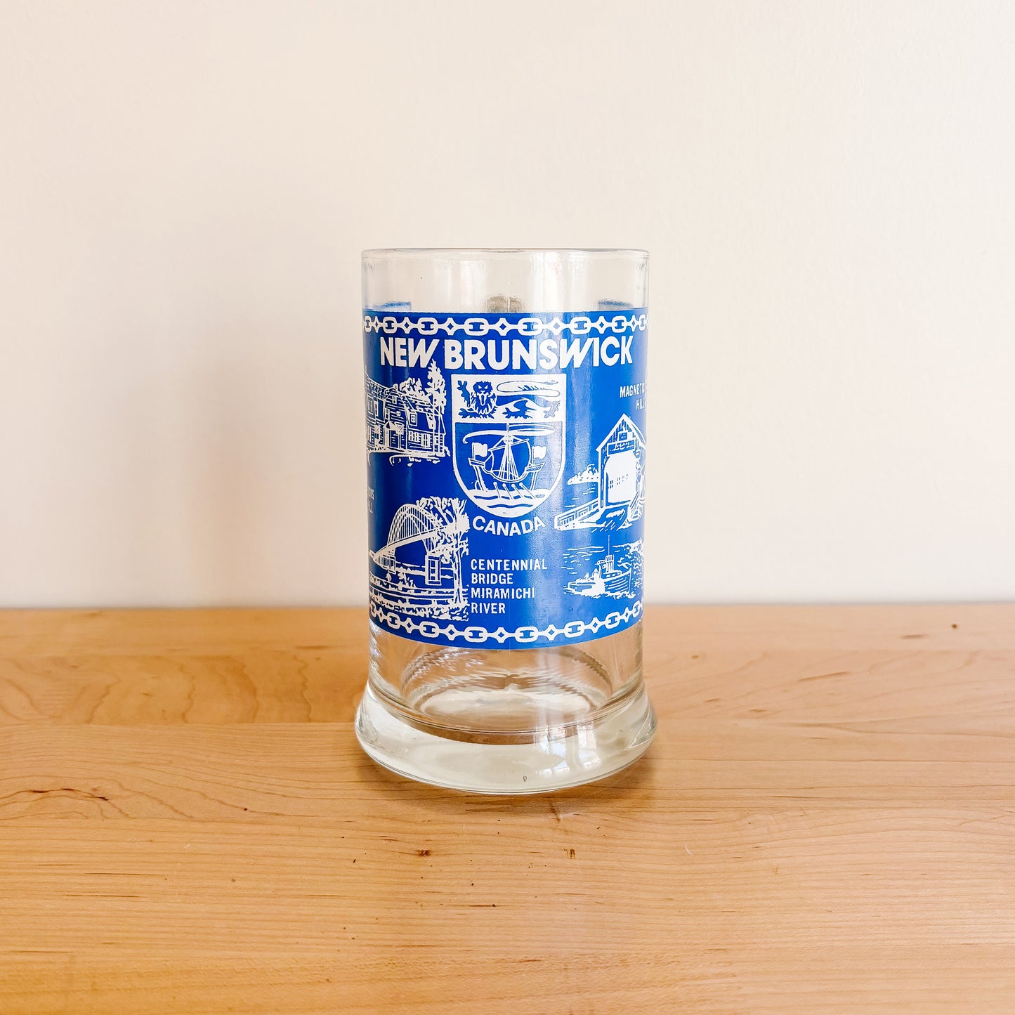 Vintage Blue and White Beer Stein - New Brunswick Tourism Landmarks