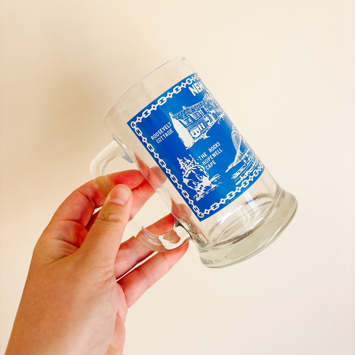 Vintage Blue and White Beer Stein - New Brunswick Tourism Landmarks