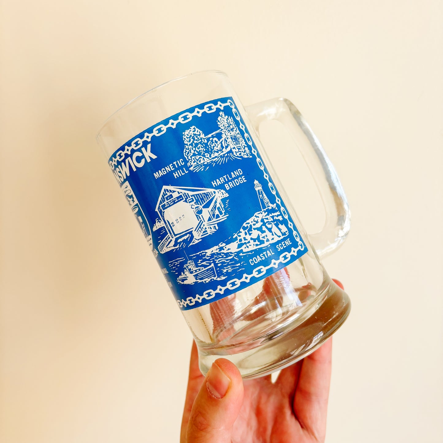 Vintage Blue and White Beer Stein - New Brunswick Tourism Landmarks