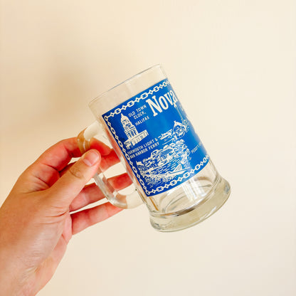 Vintage Blue and White Beer Stein - Nova Scotia Tourism Landmarks