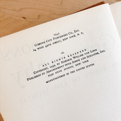 Vintage Book - Van Loon's Geography: The Story of the World (1940)