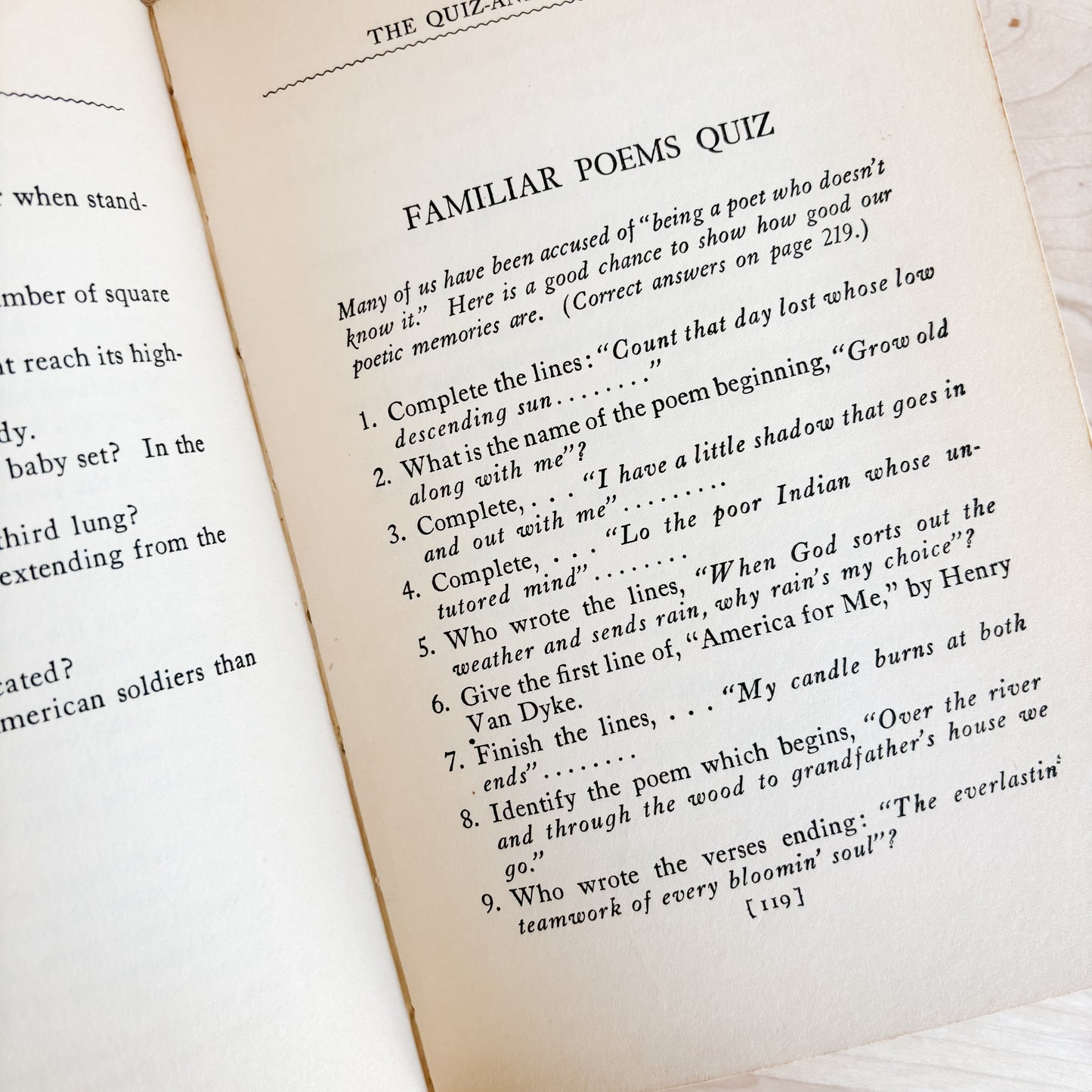 Vintage Book - The Quiz and Answer Book by Frederic Haskin (1938)