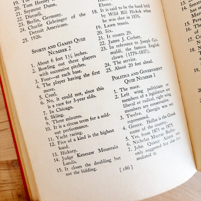 Vintage Book - The Quiz and Answer Book by Frederic Haskin (1938)