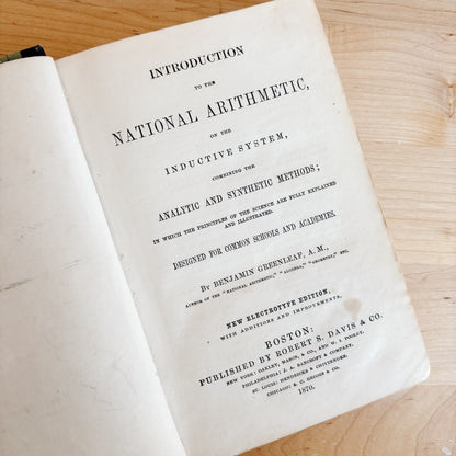 Antique Book - Greenleaf's Common School Arithmetic - Boston (1870)