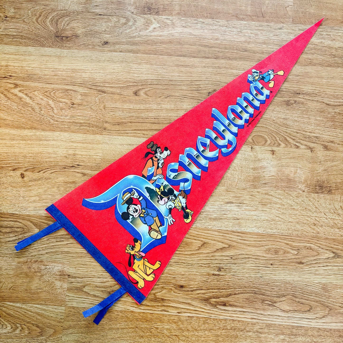 Vintage Disneyland Red and Blue Felt Pennant