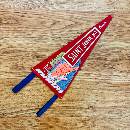 Saint John New Brunswick 1960s Red Felt Pennant