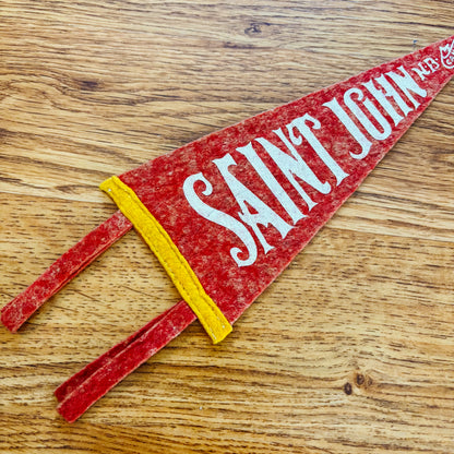 Saint John New Brunswick 1960s Red and Yellow Felt Pennant