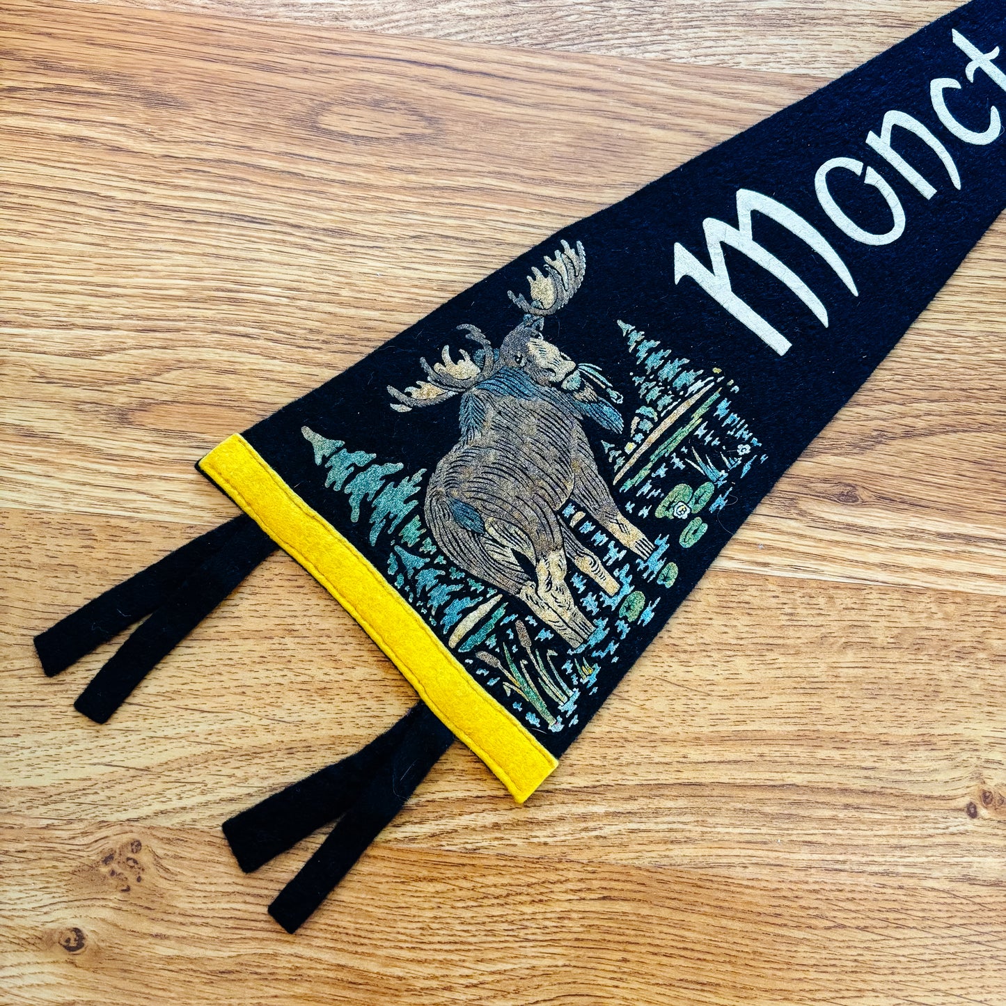 Moncton New Brunswick 1960s Navy and Yellow Felt Pennant
