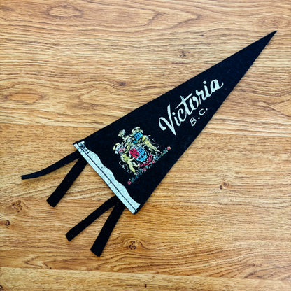 Victoria British Columbia 1960s Black Felt Pennant