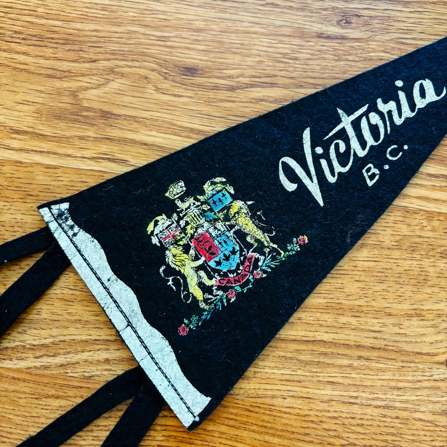 Victoria British Columbia 1960s Black Felt Pennant