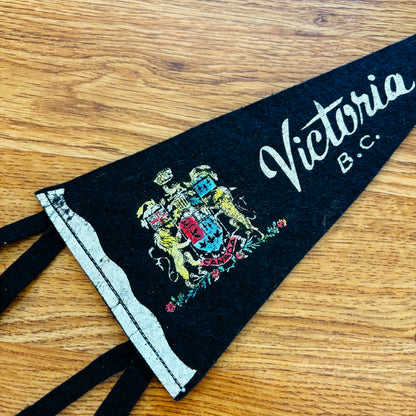 Victoria British Columbia 1960s Black Felt Pennant