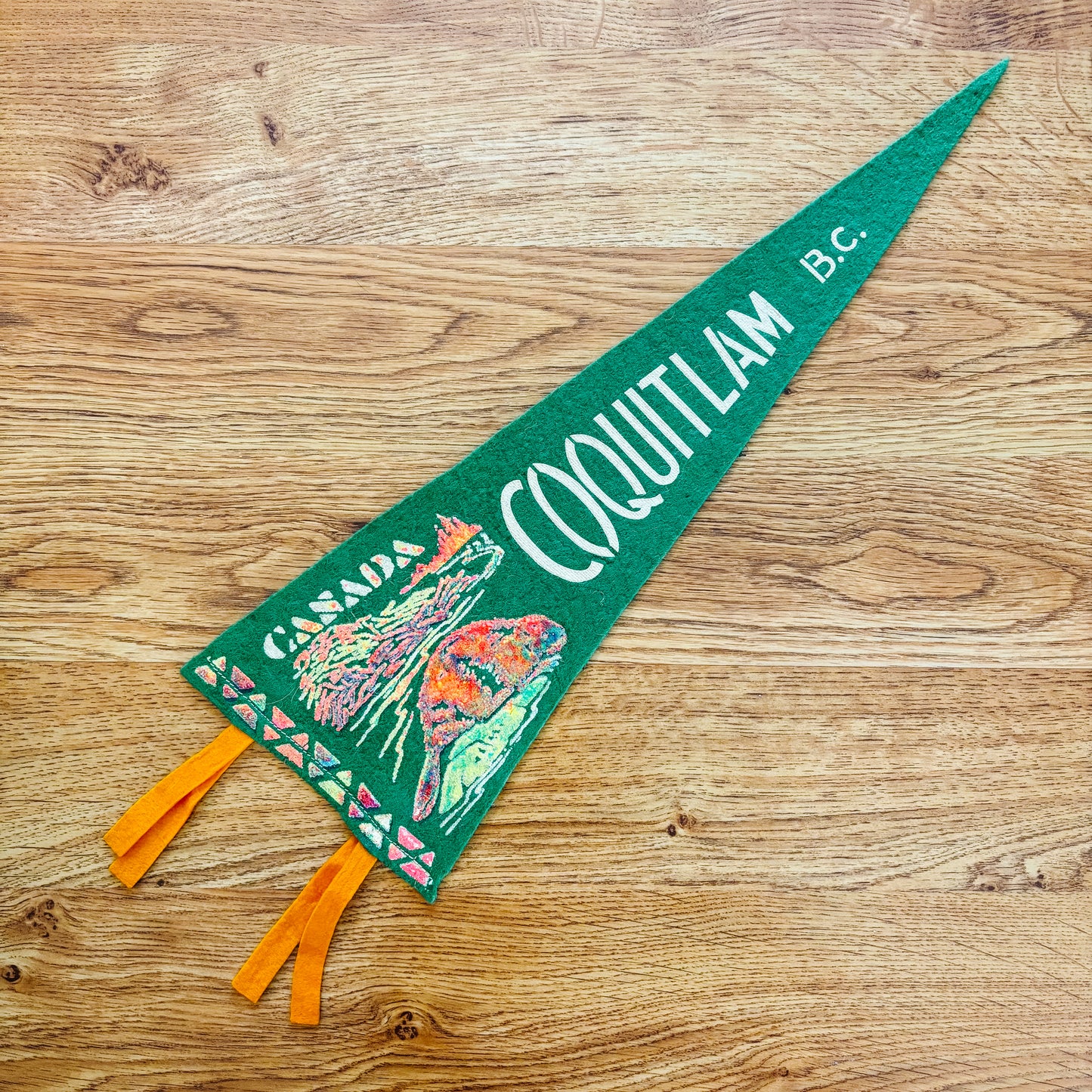 Coquitlam British Columbia 1960s Green Felt Pennant