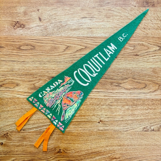 Coquitlam British Columbia 1960s Green Felt Pennant