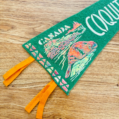Coquitlam British Columbia 1960s Green Felt Pennant