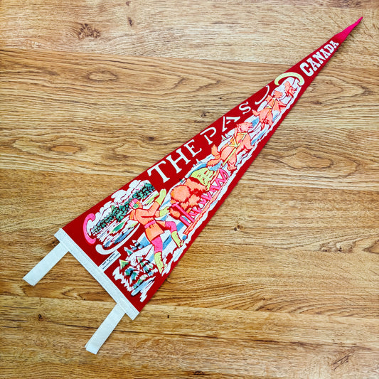 The Pas Manitoba 1960s Red Felt Pennant - Irwin Specialties