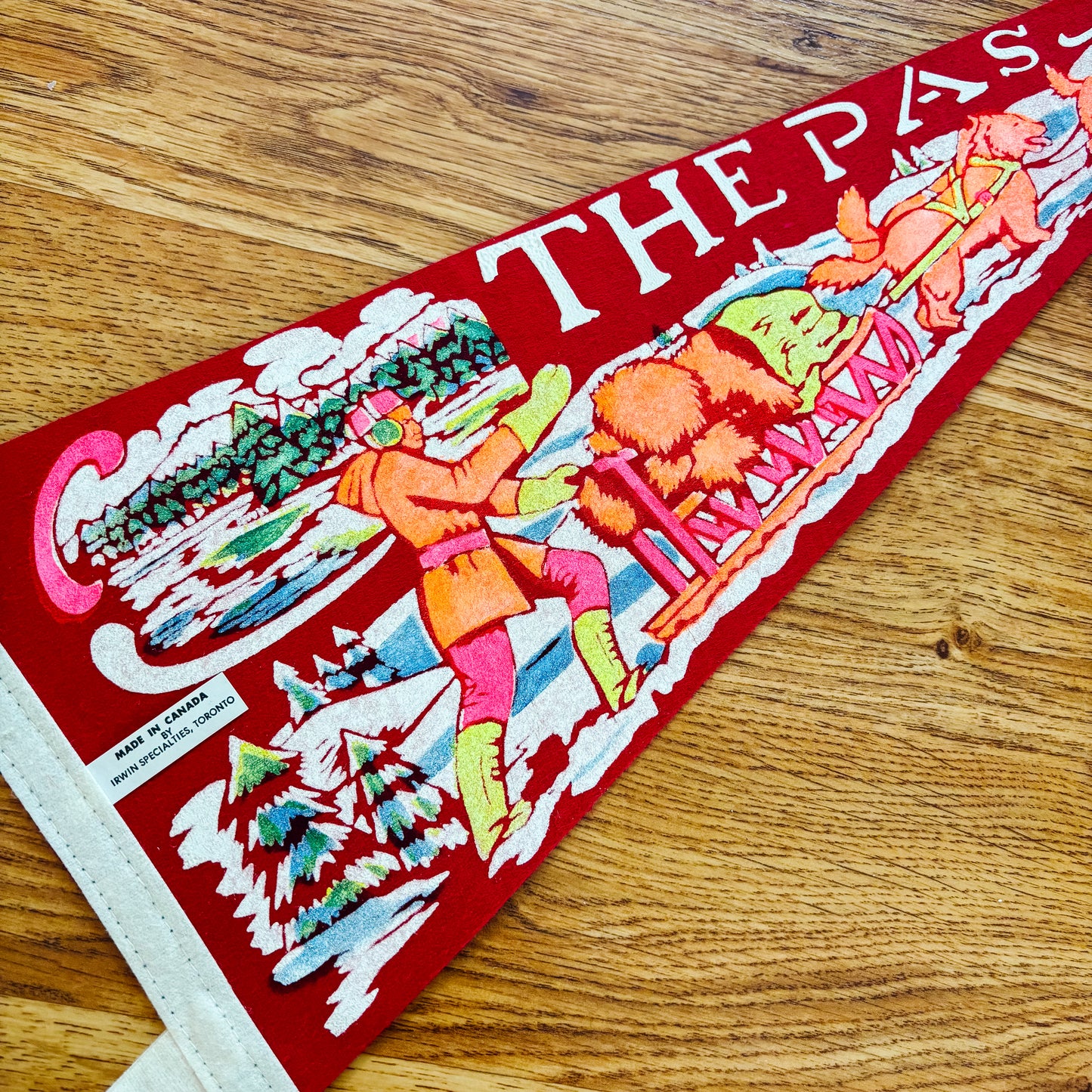 The Pas Manitoba 1960s Red Felt Pennant - Irwin Specialties