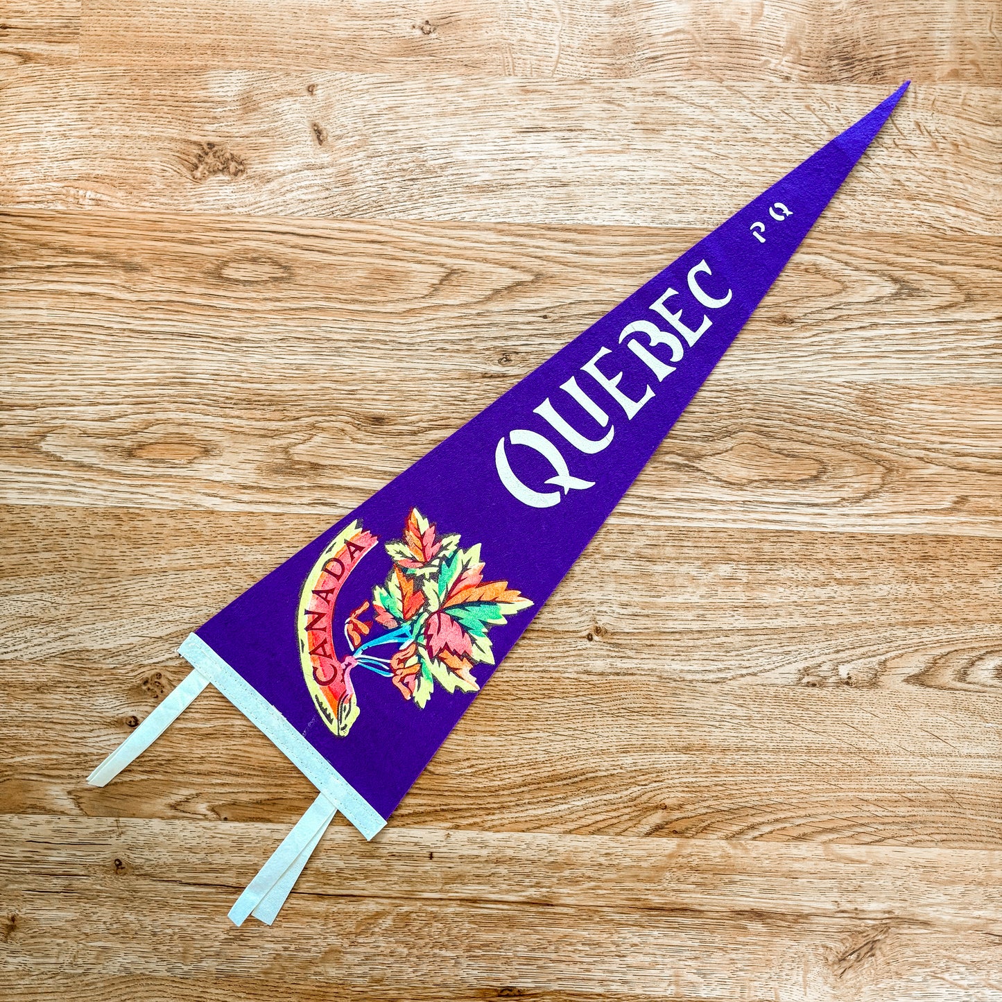 Quebec PQ 1960s Purple and White Felt Pennant