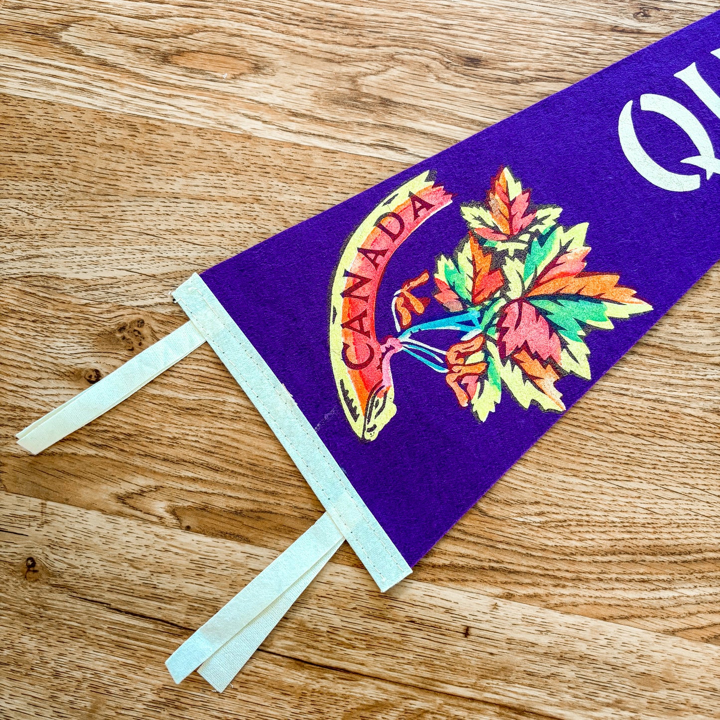 Quebec PQ 1960s Purple and White Felt Pennant