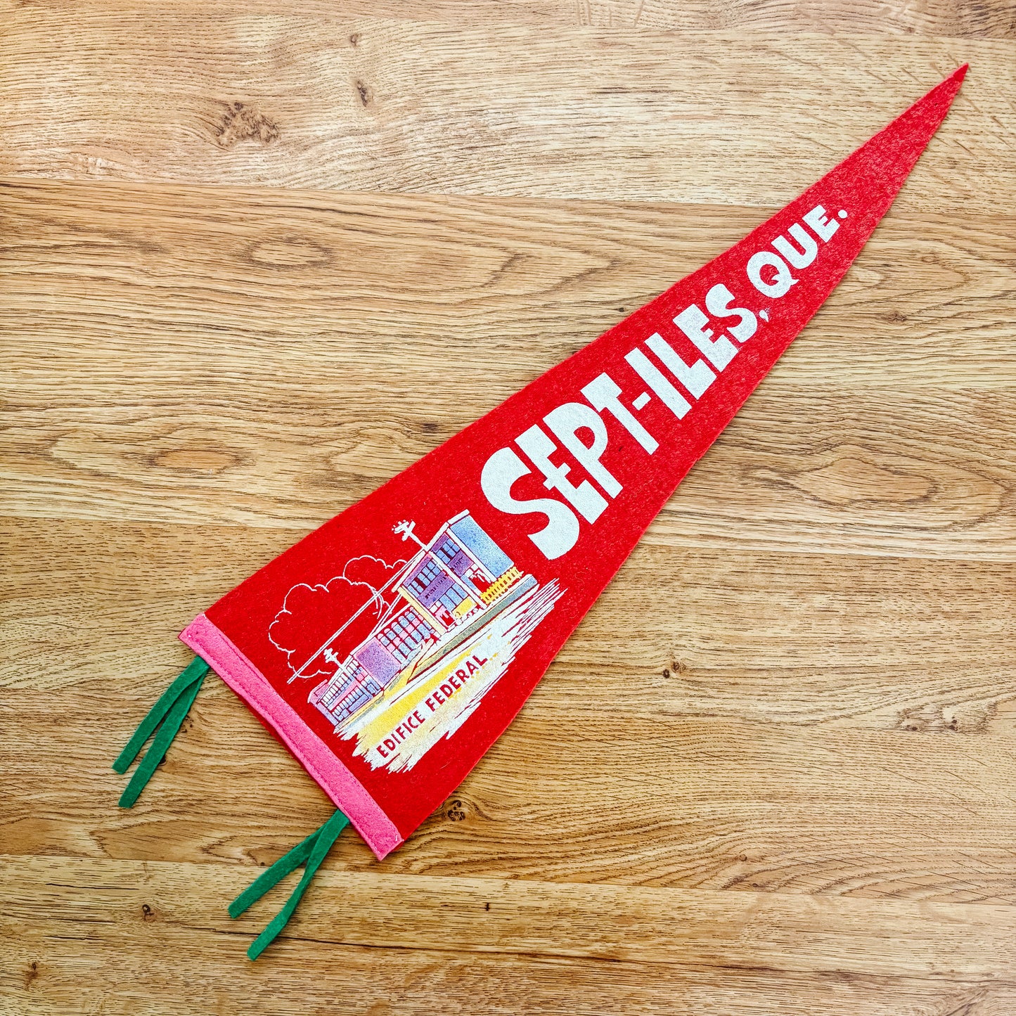 Sept-Iles Quebec 1960s Red Felt Pennant