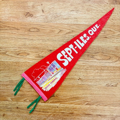 Sept-Iles Quebec 1960s Red Felt Pennant