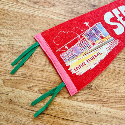 Sept-Iles Quebec 1960s Red Felt Pennant