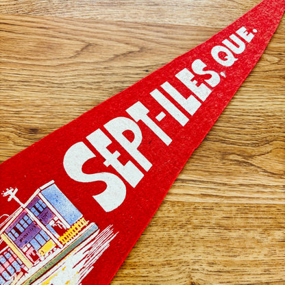 Sept-Iles Quebec 1960s Red Felt Pennant