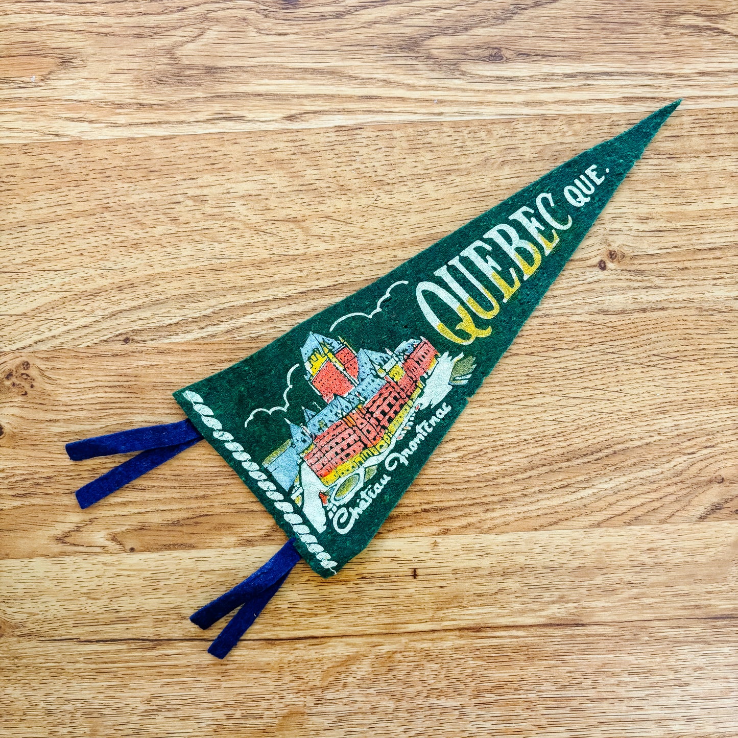 Quebec City Chateau Frontenac 1960s Green Felt Pennant