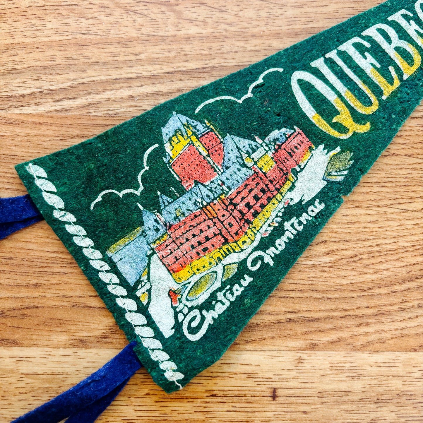 Quebec City Chateau Frontenac 1960s Green Felt Pennant