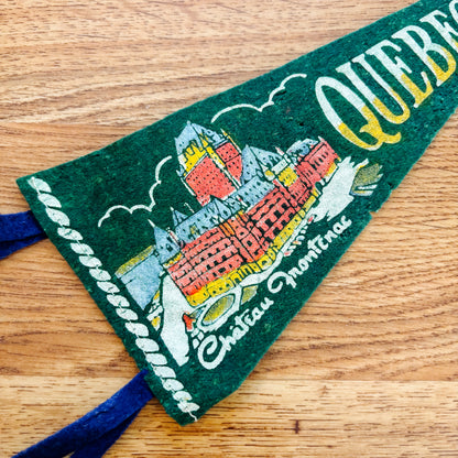 Quebec City Chateau Frontenac 1960s Green Felt Pennant