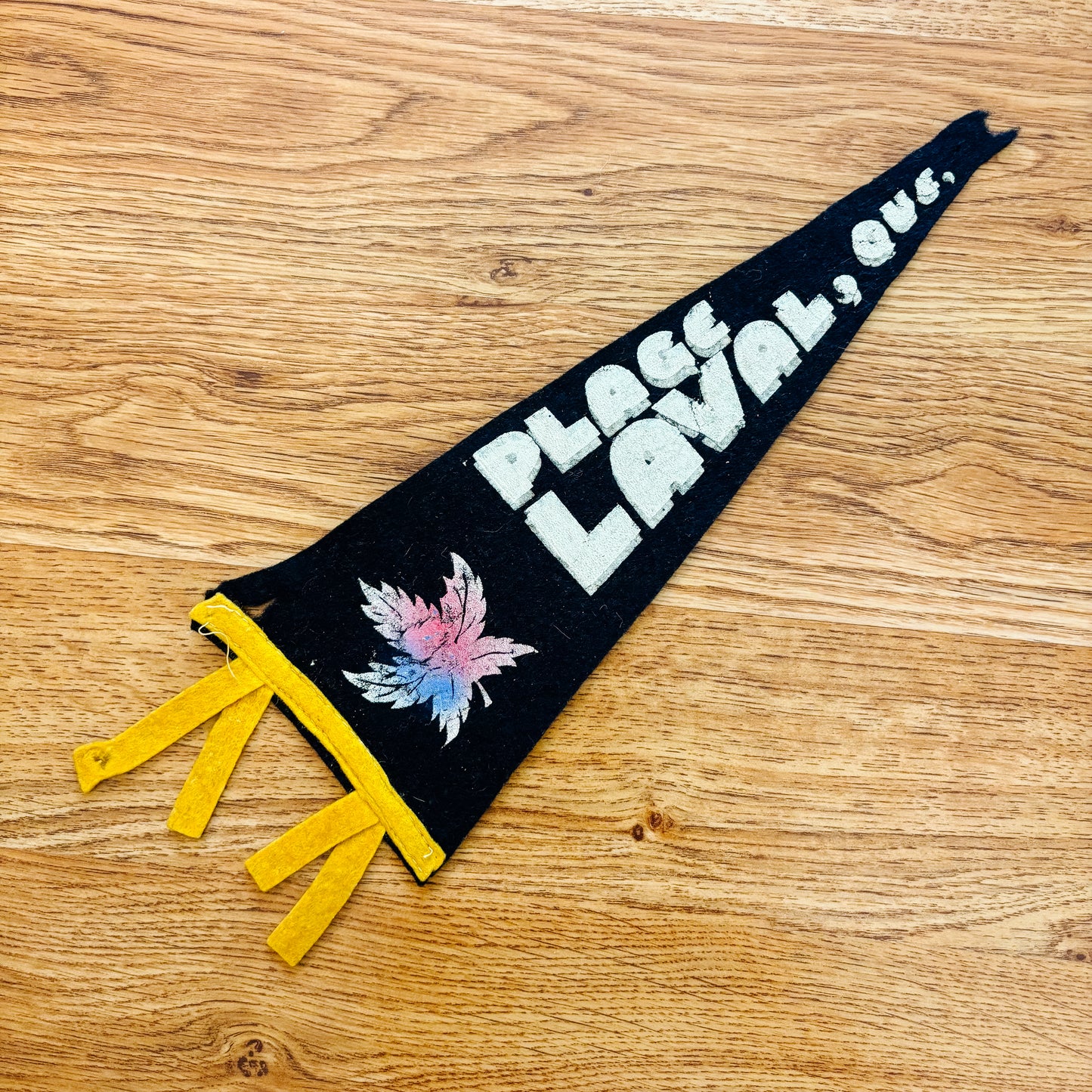 Plage Laval Quebec 1960s Navy Blue Felt Pennant