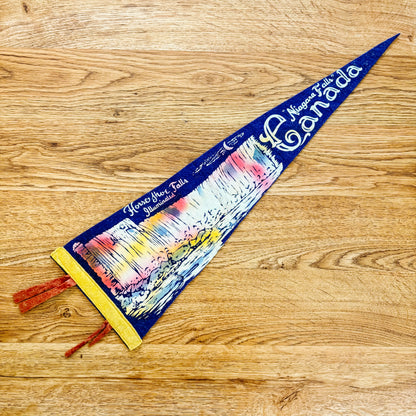 Niagara Falls Ontario Horseshoe Falls 1960s Blue Felt Pennant