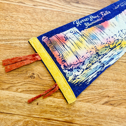 Niagara Falls Ontario Horseshoe Falls 1960s Blue Felt Pennant