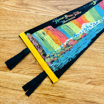 Niagara Falls Ontario Horseshoe Falls 1960s Black Felt Pennant