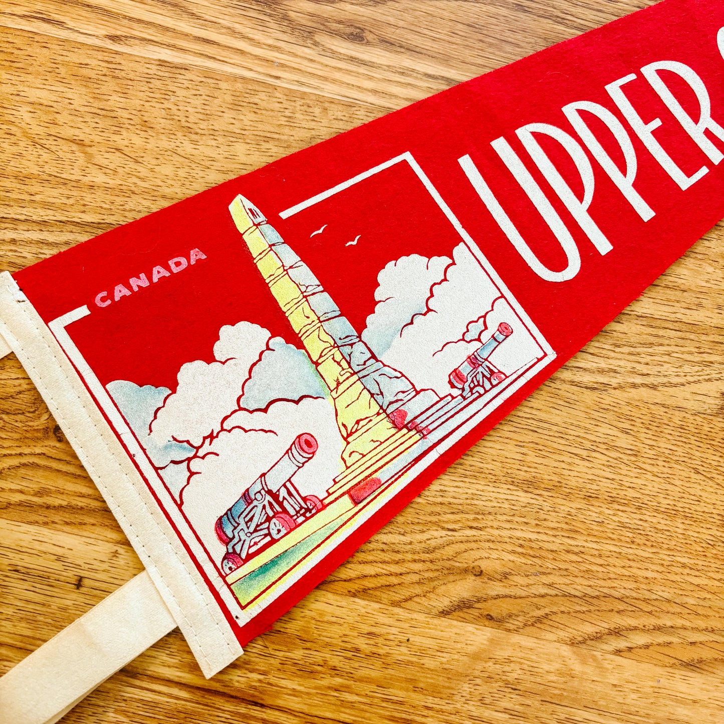 Upper Canada Village Ontario 1960s Red Felt Pennant