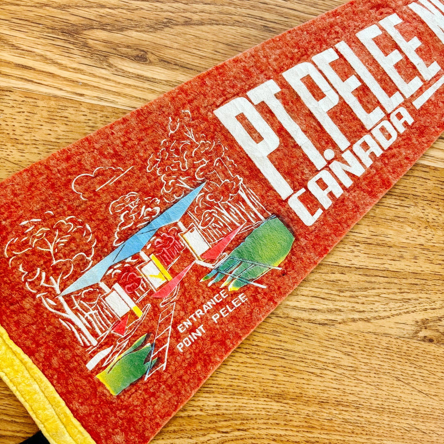 Point Pelee National Park Ontario 1960s Red Felt Pennant