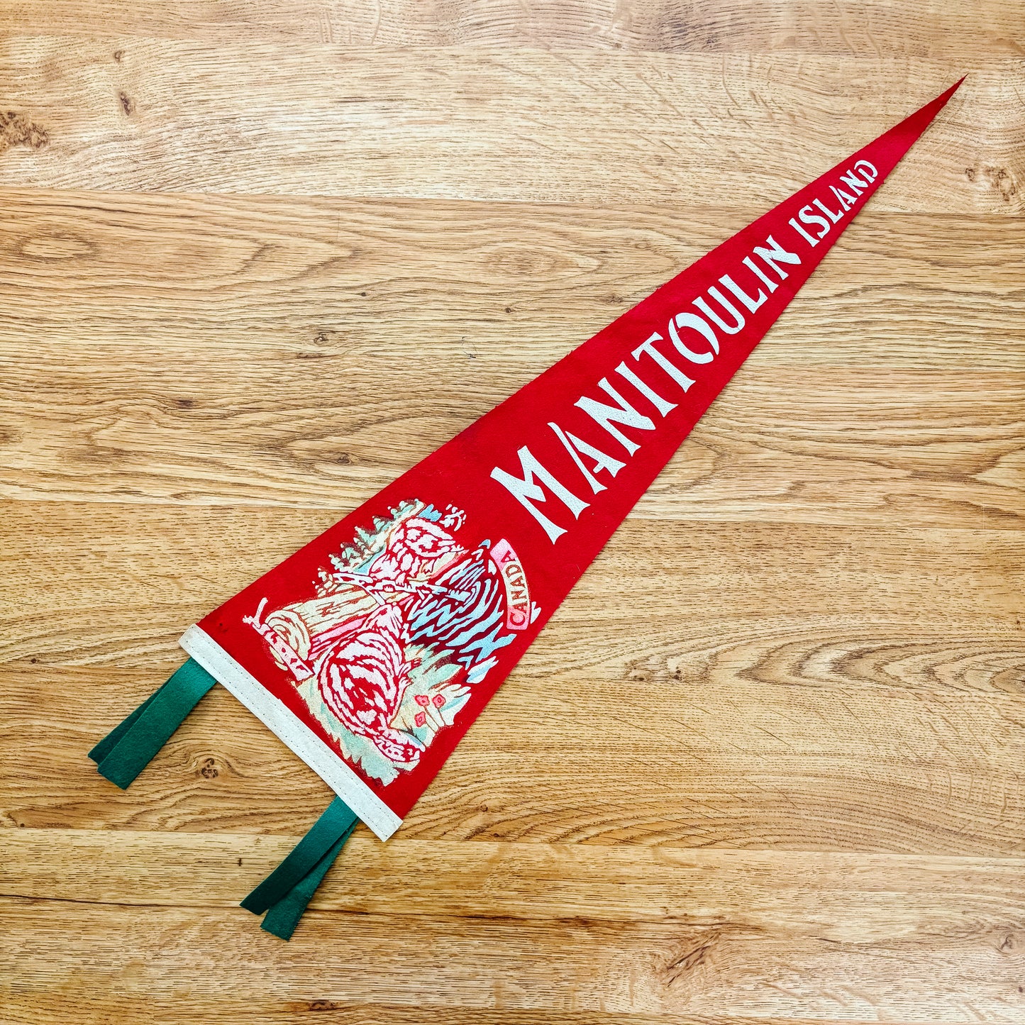 Manitoulin Island Ontario 1960s Red Felt Pennant