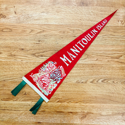 Manitoulin Island Ontario 1960s Red Felt Pennant