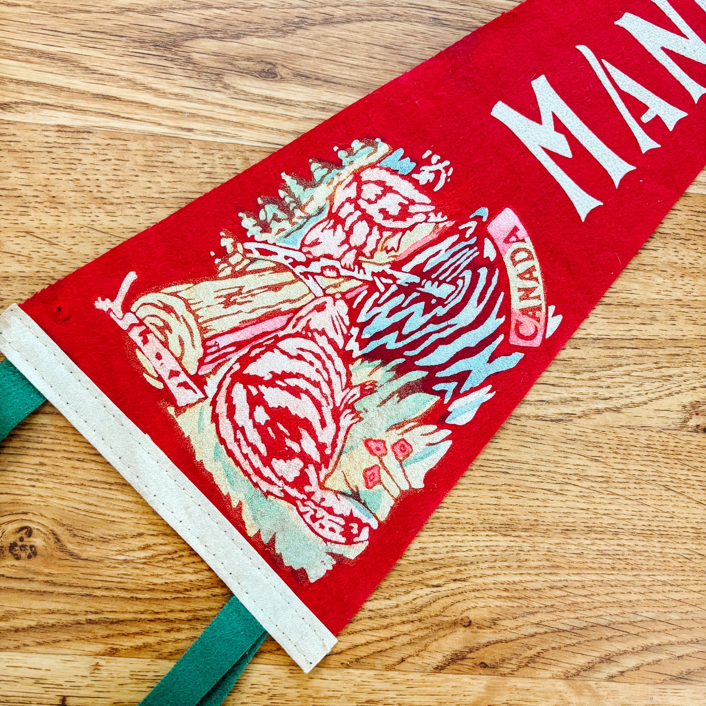 Manitoulin Island Ontario 1960s Red Felt Pennant